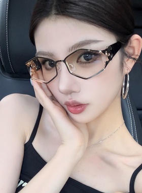 复古金属欧美老钱风镂空渐变墨镜