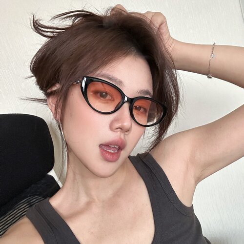 2026春夏黑框腮红渐变粉猫眼墨镜女方圆脸显瘦高级网感素颜太阳镜 - 图0