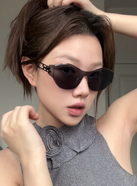 无框一体黑显瘦高级感辣妹墨镜