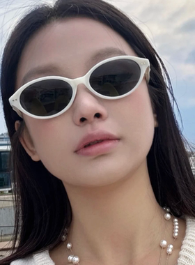 书呆子猫眼白色太阳镜欧美辣妹风