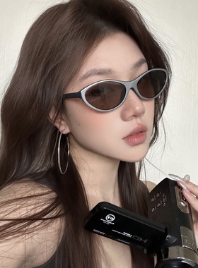 科技感银色猫眼墨镜女显瘦欧美风