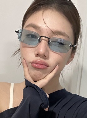 无边黑框墨镜防紫外线亚裔辣妹风