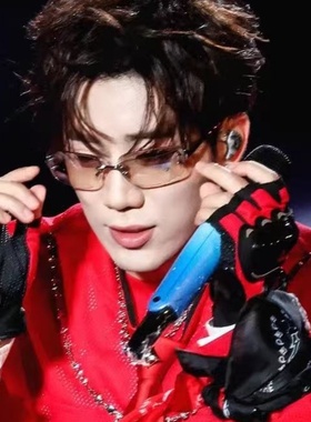 金属老钱风无边框方形潮男太阳镜