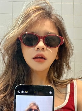 复古安可拉大红色猫眼墨镜女潮方圆脸显瘦高级网感防紫外线太阳镜