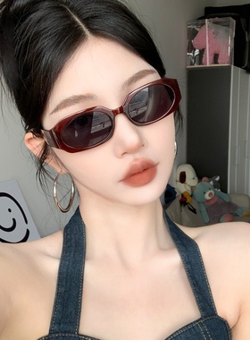 复古酒红色墨镜女网红欧美辣妹风