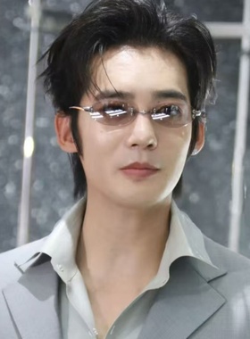 于适同款复古无框水银渐变GM墨镜