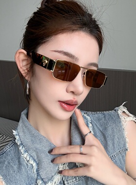 老钱风复古茶色显瘦圆脸墨镜女