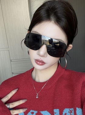 大气款下半框黑色超大方形酷墨镜
