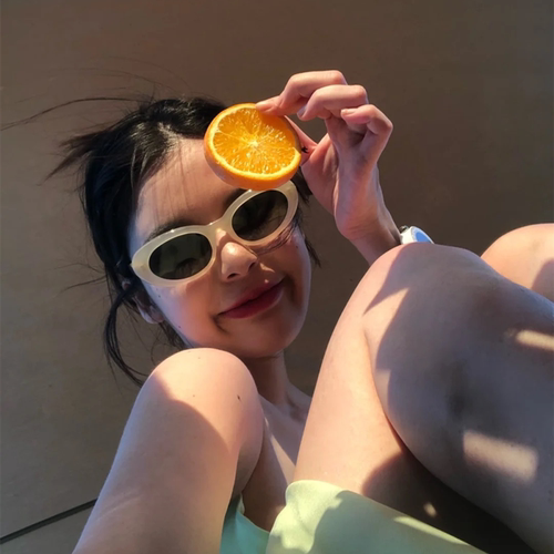 复古奶茶色小框欧美千禧甜酷辣妹Y2K墨镜女网红港风街拍太阳眼镜 - 图0