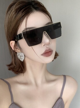 金边黑色连体大框方圆脸太阳眼镜