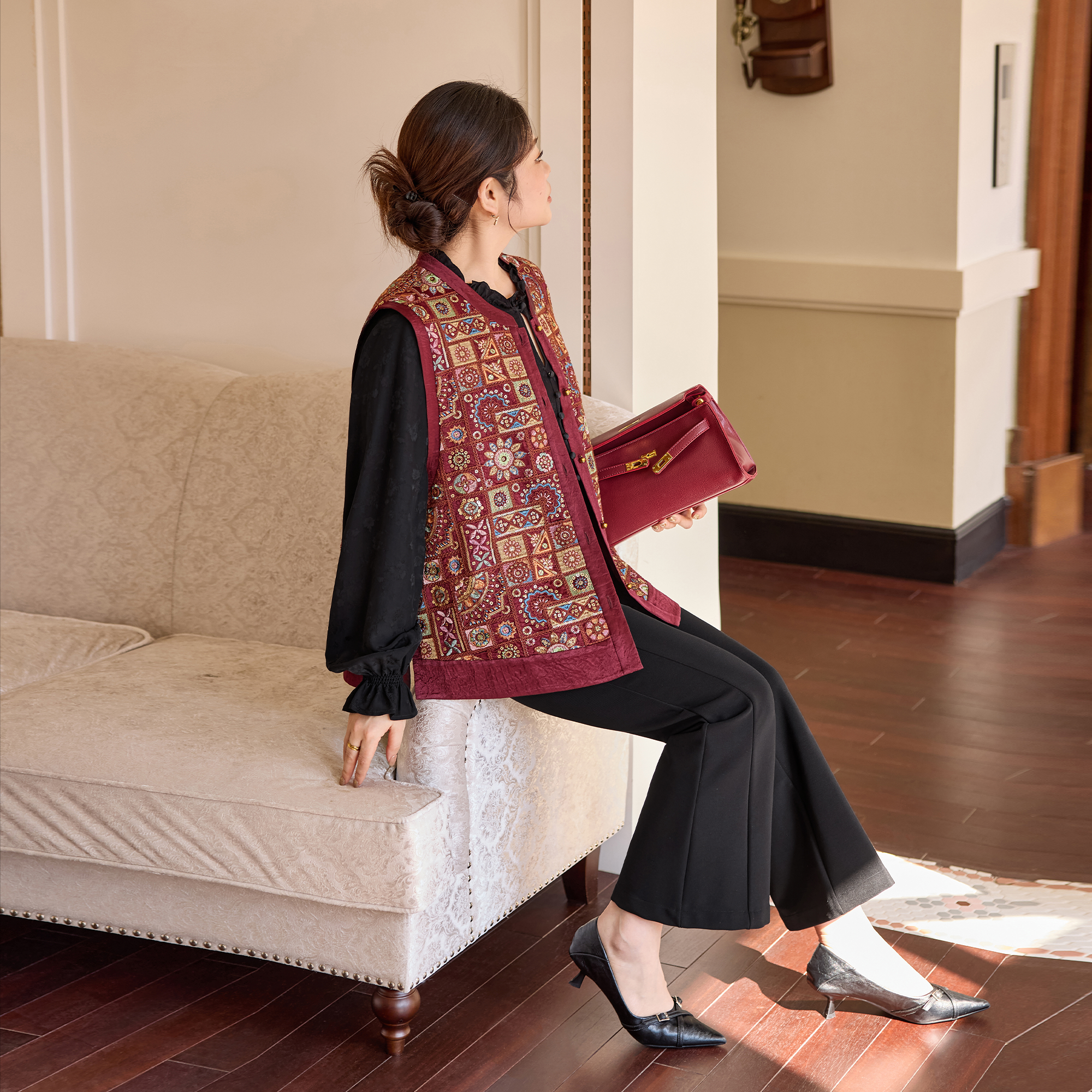 美丽客栈高端大码高腰喇叭裤女胖mm显瘦梨形身材垂感修身弹力长裤,淘宝优惠券,粉丝福利购,淘宝优惠卷