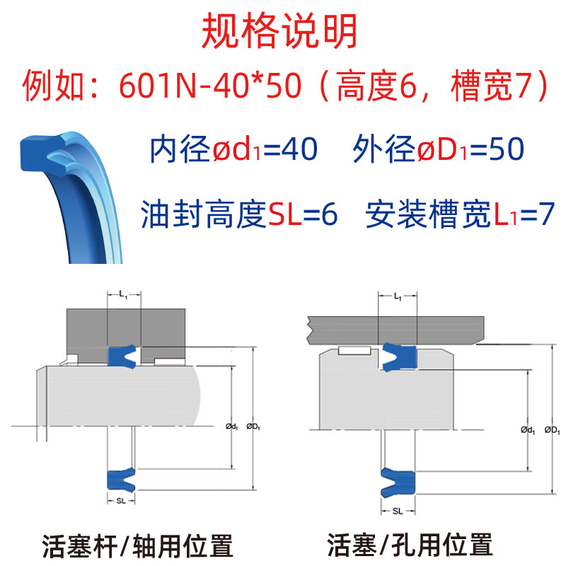 hallite赫莱特601N油封u型45067 45086 44603 4.5 5 6*12.5 12 13-图1