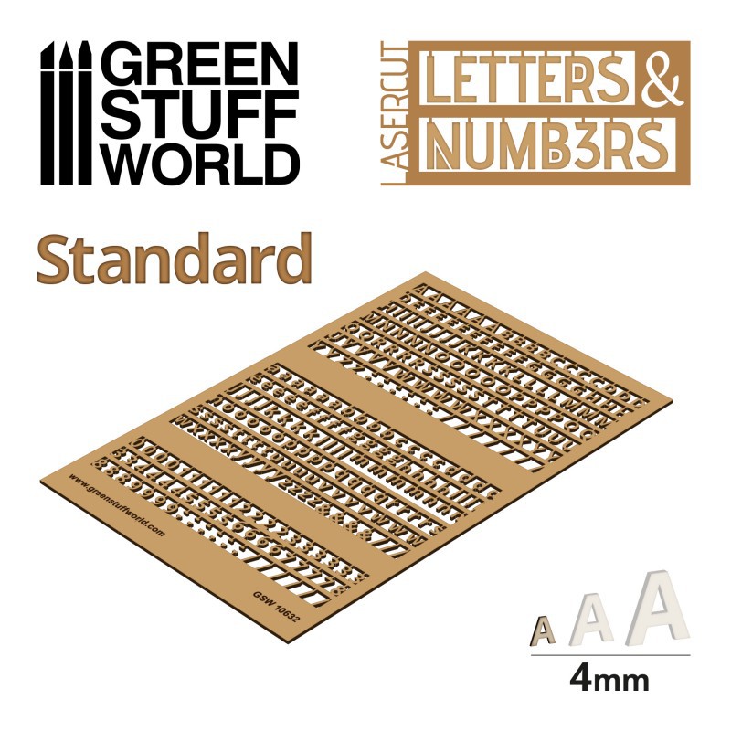 GreenStuffWorld 字母和数字 4 mm 常规/哥特款  GSW 压纸板 战锤 - 图1