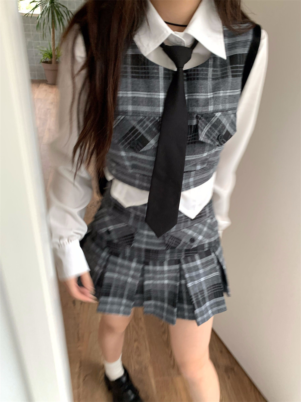 荒荒家学院风格子叠穿马甲两件套2025新款减龄高腰格纹百褶裙女秋,淘宝优惠券,粉丝福利购,淘宝优惠卷