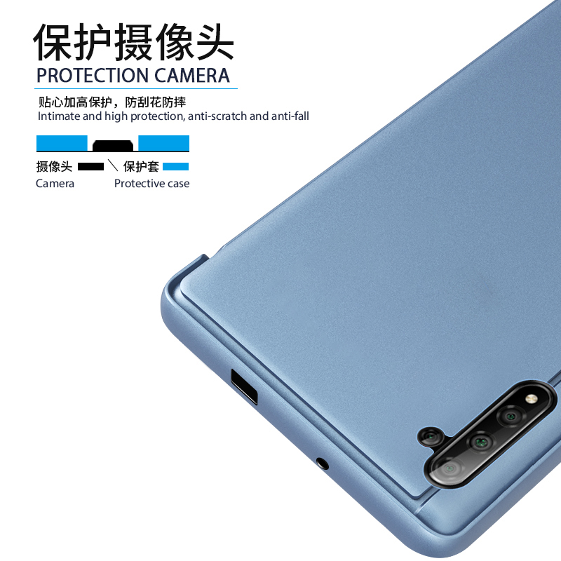 三星Note8立式镜面翻盖S10+保护皮套S8+手机壳智能9 Plus原装全包 - 图2