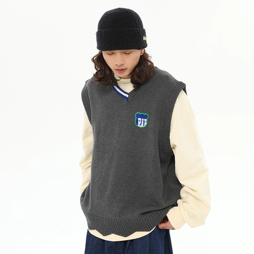 Трикотажный жилет для влюбленных, демисезонный свитер без рукавов, с медвежатами, оверсайз