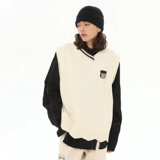 Трикотажный жилет для влюбленных, демисезонный свитер без рукавов, с медвежатами, оверсайз