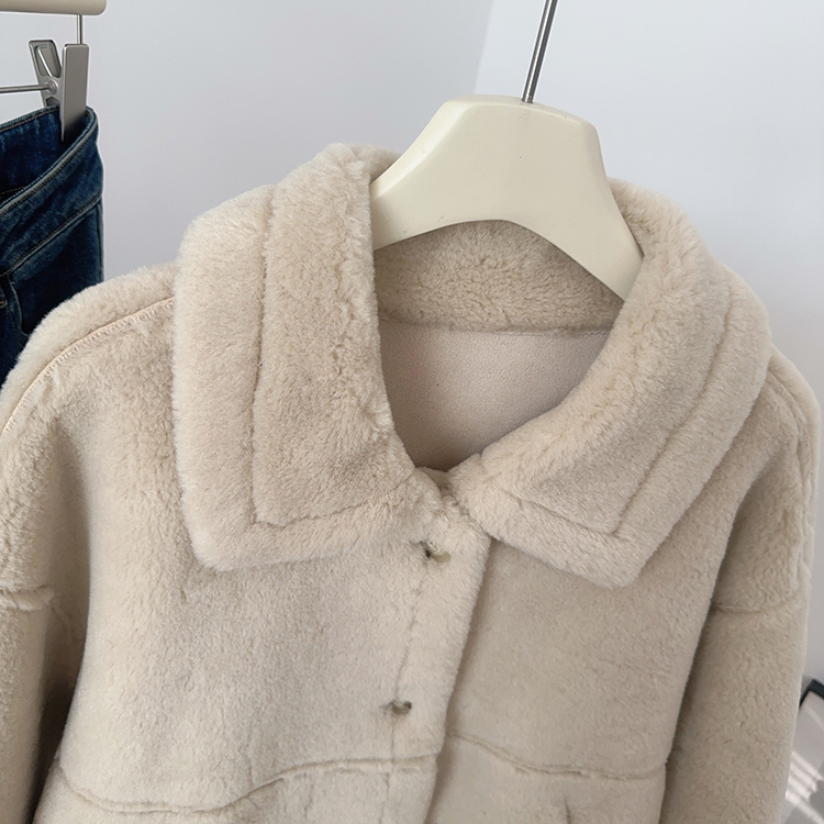 IMCC设计感复古翻领毛绒外套女25冬新宽松百搭皮毛一体加厚短棉衣 - 图1