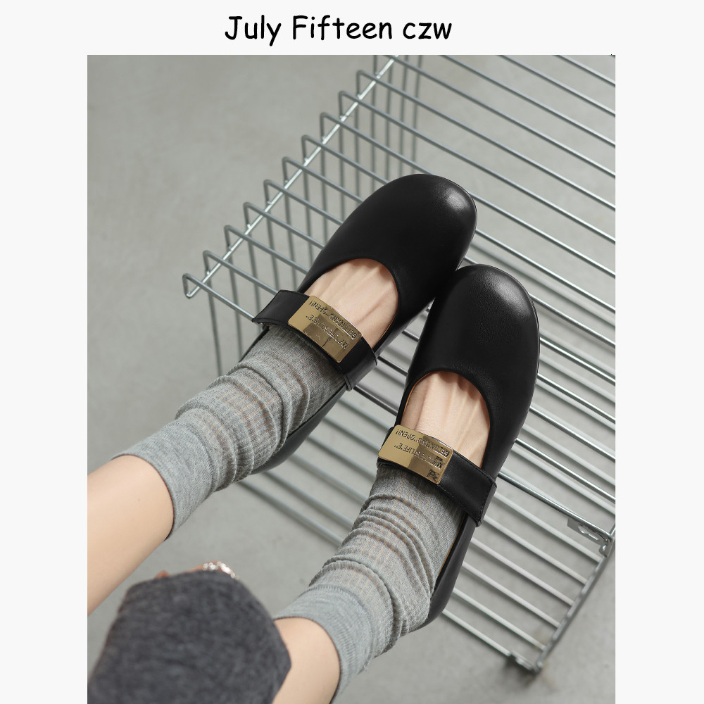 头层羊皮复古金属扣玛丽珍鞋女2026春季新款魔术贴平底鞋浅口单鞋,淘宝优惠券,粉丝福利购,淘宝优惠卷