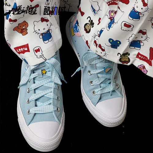 匡威Converse x Hello Kitty 联名款 高帮 潮流百搭帆布鞋A17698C - 图1