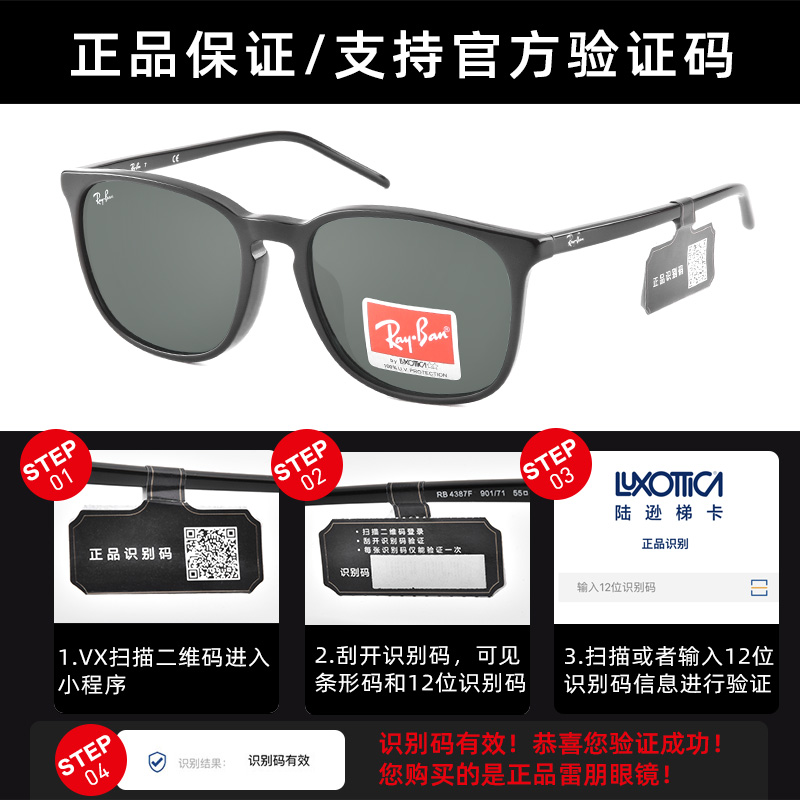 世纪大明眼镜专营店RayBan雷朋太阳镜旗舰GM潮流方框男女防紫外线墨镜眼镜RB43873