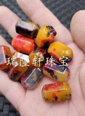 仿古玛瑙六棱珠桶珠玉石散珠