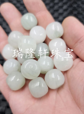 天山翠老型珠玉石散珠翠绿色桶珠