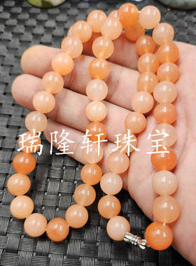 桃花酿圆珠玉石耳环藕粉色石英岩