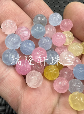 玉石散珠天蓝色回纹珠散珠