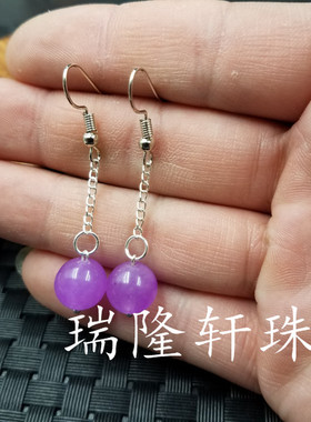 百搭风紫色黑玛瑙玉石耳坠
