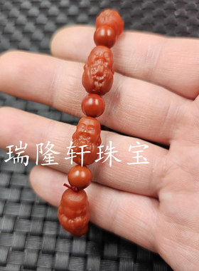 南红色玛瑙佛玉石手链磨砂