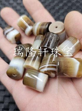 缠丝玛瑙桶珠玉石散珠咖啡色