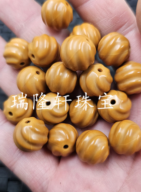 桃核螺纹珠散珠黄色木头