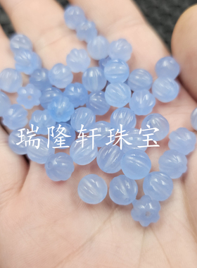 海蓝色南瓜珠玉石散珠8毫米