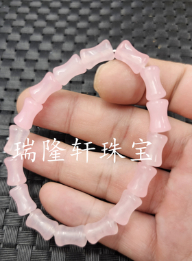 碧绿色干青竹节玉石手链祖母绿