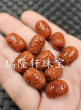 翡翠玉红翡回纹路路通玉石散珠