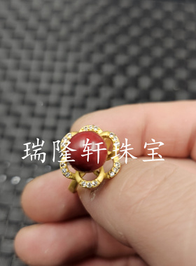 朱砂圆珠玉石戒指紫金沙玫瑰花