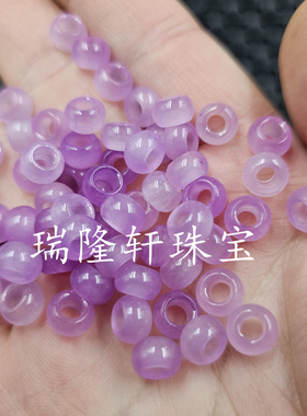 紫罗兰大孔玉扣算盘珠玉石散珠