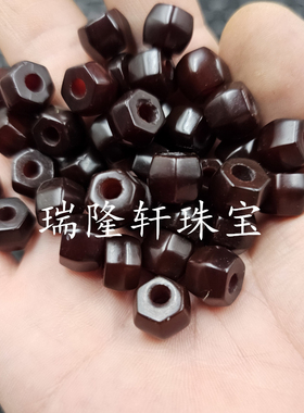 红玛瑙大孔六棱珠老型珠玉石散珠
