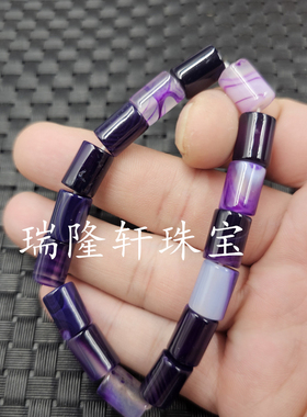 8*12毫米缠丝玛瑙桶珠玉石手链