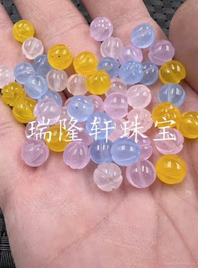 玉石散珠粉色南瓜珠散珠湖蓝色