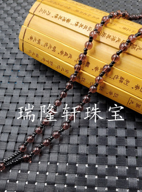珠宝玉石挂件绳淡紫色玻璃圆珠挂件绳6毫米圆珠吊坠绳珠链绳珠链
