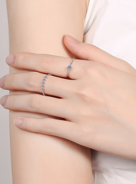 纯银D色10分莫桑钻星星戒指