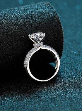 克拉戒指纯银超闪求婚莫桑钻