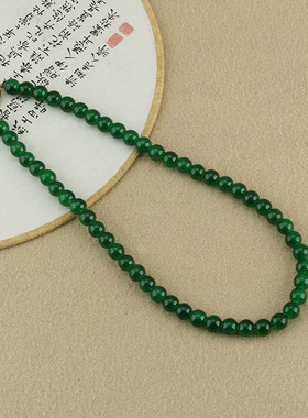 复古国风显白绿色琉璃串珠项链元宝扣新中式锁骨链女百搭气质颈链