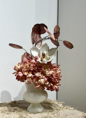 YOU物中古风玉石花瓶摆件家居软装仿真花桌面小边几装饰乔迁送礼