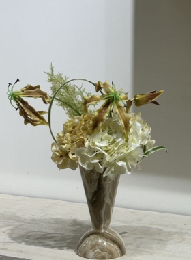 YOU物家 法式海派风样板卫生间花艺天然大理石香皂洗手液卫浴套装
