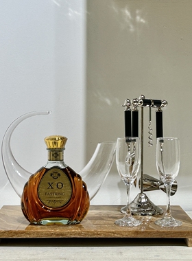 YOU物家 侘寂风私宅别墅酒柜大理石托盘酒瓶架玻璃酒杯套装