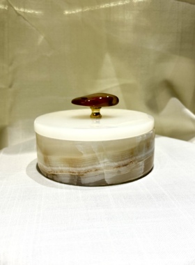 中古现代艺术家居摆件天然玉石售楼处卧室首饰收纳储物盒子装饰罐