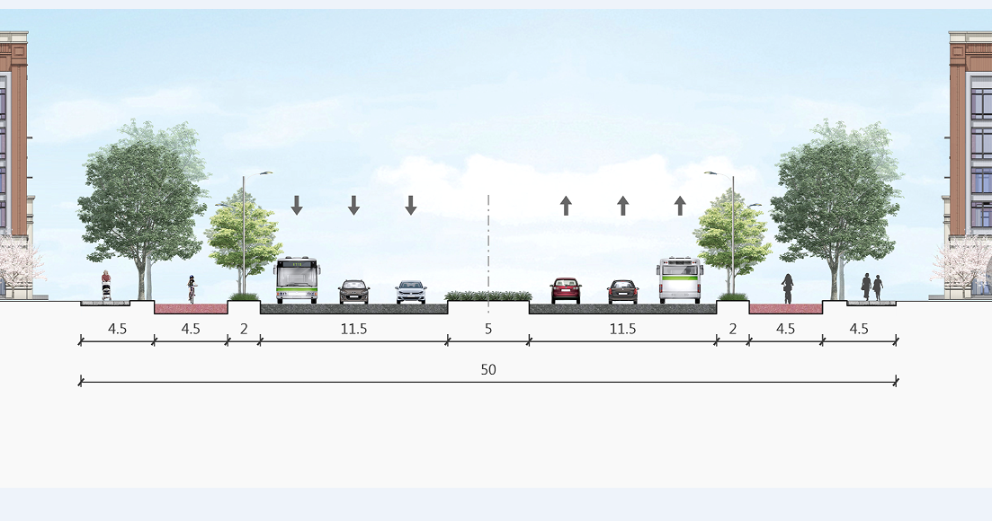 济安市政道路横断面图绘制渲染设计软件无水印公路效果流量图免狗 - 图1